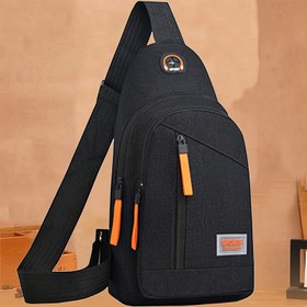 Resim Erkekler için Günlük Kullanım için Ayarlanabilir Askılı, Moda Siyah ile Turuncu Vurgular, Çoklu Fermuarlı Bölmeler, İdeal, Crossbody Göğüs Çantası 