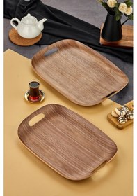 Resim Cooker 2'li Lüks Ahşap Oval Sunum Tepsisi 50x37 Cm Ve 45x32 Cm Yk1470 Diğer 