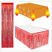 Resim Taraftar Sarı Kırmızı Masa Örtüsü, Kırmızı Masa Eteği, Kırmızı Arka Fon 