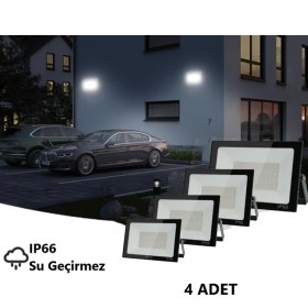 Resim Rultech 4 Adet LED Işık Projektör 100W Beyaz Işık 6500K 9000LM Bahçe Duvar Yol Aydınlatma Dış&iç Mekan 