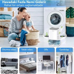 Resim Coofbe Led Işıklı Otomatik Banyo Mutfak Oda Dolap 2000ml Nem Alma Cihazı Mantar Rutubet Nem Önleyici 