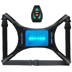 Resim Led Yansıtıcı Yelek Usb Şarj Edilebilir Uzaktan Kumandalı Sinyal Lambası Yeleği Bisiklet Uyarı Yeleği Mavi 