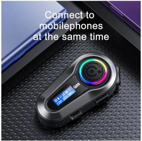 Resim Q08 5.3 Uyumlu Bluetooth Motosiklet Kask Kulaklık Intercom Işıklı Motorsiklet Interkom 