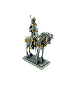 Resim Kurşun Asker Orta Çağ Atlı ve Mızraklı Şövalye | Koleksiyonluk Model Asker | Küçük Insan Figürleri 