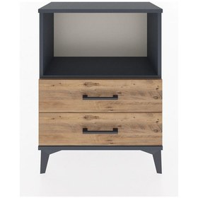 Resim Arges Komodin 2 Çekmeceli 60x30x80 Antrasit-çam Antrasit 