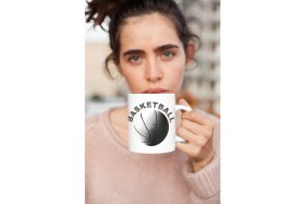 Resim Kio Tasarım Kio Tasarım Basketball Yazılı Basketbol Topu Baskılı Kahve Çay Kupası Kupa Beyaz Porselen Mug Sevgililer-İş Arkadaşı-Doğum-Günü Hediyesi Hediye 