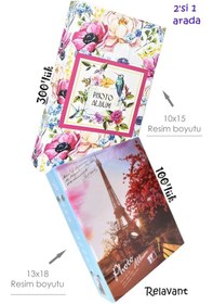 Resim 400'lük Fotoğraf Albümü 2'li Albüm 10x15 Çiçek Tasarım 13x18 Eyfel Tasarım Fotoğraf Albümü Lüks 