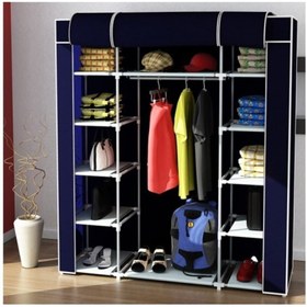 Resim PORMET Lacivert Çift Yandan Raflı Bez Dolap 