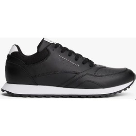 Resim Tommy Hilfiger New Runner Eva Tabanlı Deri Klasik Erkek Siyah Sneaker Fm0fm055120gx Siyah 