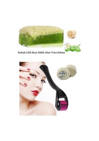 Resim 3lü Set Tüm Cilt Temizleme Bakım Taşı Aloe Vera Keçi Sütlü Lifli Sabun Cilt Yenileme Dermaroller 