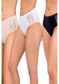Resim Çift Kaplan Kadın Dantelli Pato Külot 3'lü Paket 637 - 3xl Çok Renkli 