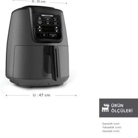 Resim 3'ü 1 Arada Büyük Ev Yemeği, Közleme, Tencere, Fritöz, Space Gray, 4 Kişilik 