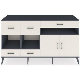 Resim Hyperion Konsol 4 Raflı 5 Çekmeceli 2 Kapaklı 176x44x99 Antrasit-aytaşı Antrasıt/aytası - Antrasıt 