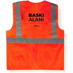Resim Logo Baskılı Reflektörlü Mühendis Yeleği Turuncu Baskılı Toptan - 2XL / Ön Baskı 