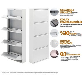 Resim 4'lü Metal Ayakkabılık - Beyaz 