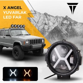 Resim C9 6.7'' Offroad X Angel Turuncu Beyaz Çift Renk 18cm Led Projektör Lamba 4d 
