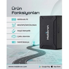 Resim Mobikron MK-500 Mıknatıslı Araç Takip Cihazı 2026 - 24 Ay Hatlı Şarjlı Kablosuz Gps - Gerçek Zamanlı 