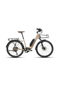 Resim Carraro Padova Ltd 8v 26 Elektrikli Şehir Bisikleti Mat Metal Bej M/44cm Açık Gri 