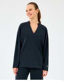 Resim Skechers W Soft Touch V Neck Asymmetric Sweatshirt Kadın Siyah Sweatshirt S2520064-3817 Siyah 