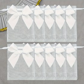 Resim 20 Adet Şeffaf Organze Torba, Takı Torbaları, Şeker Gül İp Torbaları, Düğün Hediye Torbaları - Parti Hediye Torbaları, 10cm/3.93 inç, 12cm/4.72 inç, Malzeme: Polyester 