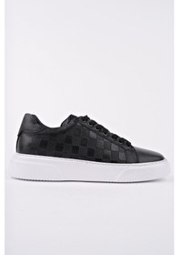 Resim Muggo Morta Kalın Taban Bağcıklı Hakiki Deri Erkek Günlük Sneaker Spor Ayakkabı Siyah 