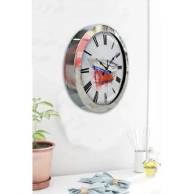 Resim Bahat Krom Çerçeveli Salon Ofis Duvar Saati 36 cm 