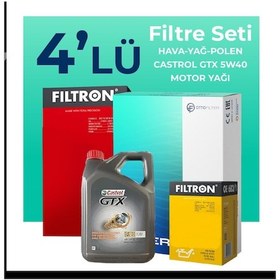 Resim Filtron Fiat Linea 1.4 Benzin Filtre Bakım Seti Castrol Motor Yağlı (2009-2017) 4 Lü 