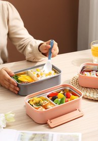 Resim Vagonlife 1600 ML Bento Lunch Box Ofis-Okul İçin Yeni Nesil Sefer Tası Çift Kat 4 bölme Paslanmaz Çe 