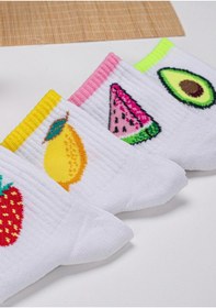 Resim Meine Liebe Fruits 4'lü Kolej Çorap Seti Beyaz 
