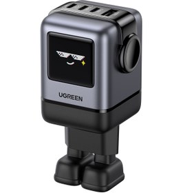 Resim Ugreen Nexode Uno 100W Robot GaN Hızlı Şarj Cihazı 3xUSB-C, 1xUSB-A, Gri, 45515B 