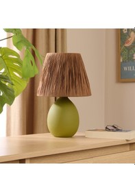 Resim Design Rond Seramik Abajur - Yeşil / Kahverengi - 37x24x24 Cm Çok Renkli 