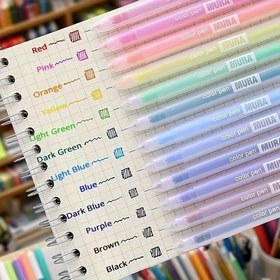 Resim 12 Renkli Jel Kalem Seti - Yazma, Çizim, Not Alma İçin Canlı Renkli Kalemler - Pürüzsüz 0.5mm İnce Uçlu Çok Renkli Kalem Seti 