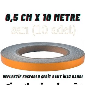 Resim Carub Reflektif Fosforlu Şerit Bant 0,5 Cm X 10 Metre Sarı İkaz Bandı BR2405003 