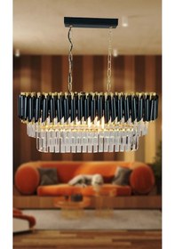 Resim Zamira 75x35 Cm Gold Kristal Taşlı Lüks Yemek Masası Üstü Avize 6'lı - Yatak Odası - Salon - Mutfak - Hol Altın 