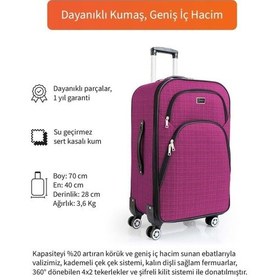 Resim Orta Boy 4 Teker Kumaş Valiz Fuşya 1081 Fuşya 