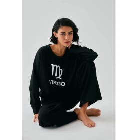 Resim Moda Kadın Siyah Başak Burcu Oversize 2 Iplik Eşofman Ev Giyim Takımı Beruflic 