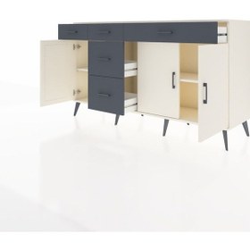 Resim Kronos Konsol 2 Raflı 5 Çekmeceli 3 Kapaklı 176x59x99 Aytaşı-aytaşı/antrasit Aytası/antrasıt - Aytası 