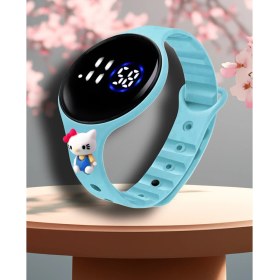 Resim Onkatech Dijital Dokunmatik LED Ekran Su Geçirmez Figürlü Çocuk Kol Saati Bileklik-Yuvarlak Ekran Dijital Çocuk Bileklik 