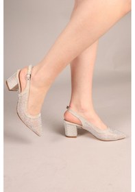 Resim Saffia Sim Ve Taş Detaylı Topuklu Ayakkabı Gold-7852 Gold 