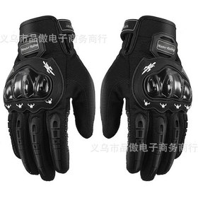 Resim Dokunmatik Ekran Eldivenleri, Motosiklet Sürücüsü Off-road Tam Parmak Eldivenleri, Yarış Koruyucu Eldivenler, Nefes Alabilen Eldivenler Siyah 