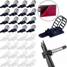 Resim 10/30/50 adet Kendinden Yapışkanlı Kablo Bağları Düzenleyici Kiti - Güçlü Yapışkan Bantlı Ayarlanabilir Naylon Kord Klipsi, Masa/Ev/Ofis Kablo Yönetimi için 