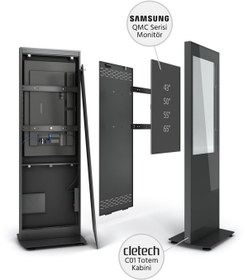 Resim Cletech C01 55” Totem Kabini + Samsung QM55C 55” Signage Monitör 