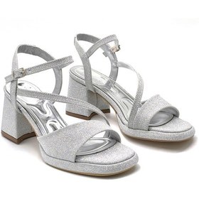 Resim Kindep Erbay Kalın Topuklu Kadın Abiye Ayakkabı Gumüş Gumüş 