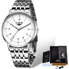 Resim Hanyang Gümüş Beyaz Lıge Iş Rahat Erkek Saatler Top Marka Lüks Moda Erkekler Için Izle Su Geçirmez Aydınlık Kol Saati Kuvars Saat Montre Homme (Yurt Dışından) 