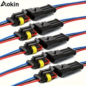 Resim 10 adet/5 takım erkek ve kadın fişler için 3-pinli tel konektörleri, hızlı fişleme, fiş ve çalıştır tel uçları arabalar, kamyonlar, motosikletler ve tekneler için. 