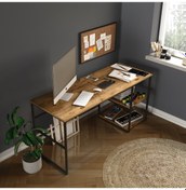 Resim Robinhome Robin Home Atlantis Metal Ofis Büro Çalışma Masası Raflı 160Cm As Açık Kahverengi 