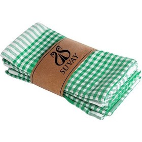 Resim Mutfak Kurulama Bezi 6'lı Mavi Pöti Kareli Bulaşık Kurulama Bezi Servis Peçetesi Beslenme Örtüsü Yeşil 