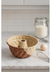 Resim Silikon Kek Kalıbı Büyük Krem Renk Yuvarlak 24 Cm Krem 