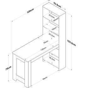 Resim Rani BJ113 Raflı Manikür Masası Makyaj Masası Sepet Ceviz - Beyaz 