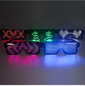 Resim Mavi Led Işıklı Şarjlı Parti Gözlüğü Kablosuz Yılbaşı Düğün Eğlen 